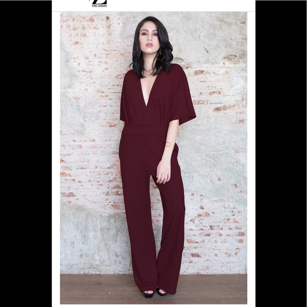 Viris Zamora burgundy maroon jumpsuit NWT